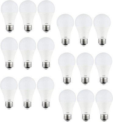 Sunlite LED A19 Light Bulbs 9W (60W Equals) Frost 65K-Daylight 18Pack