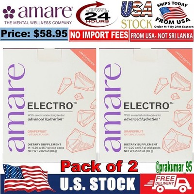 2 Pack Amare Electro Hydration Electrolyte Drink Mix Potassium Sodium US Seller 