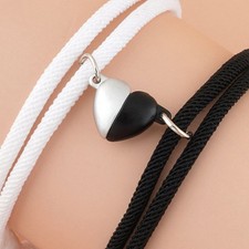 .1 Pair Magnetic Couples Bracelets Adjustable Mutual Attraction Heart Shape Bell