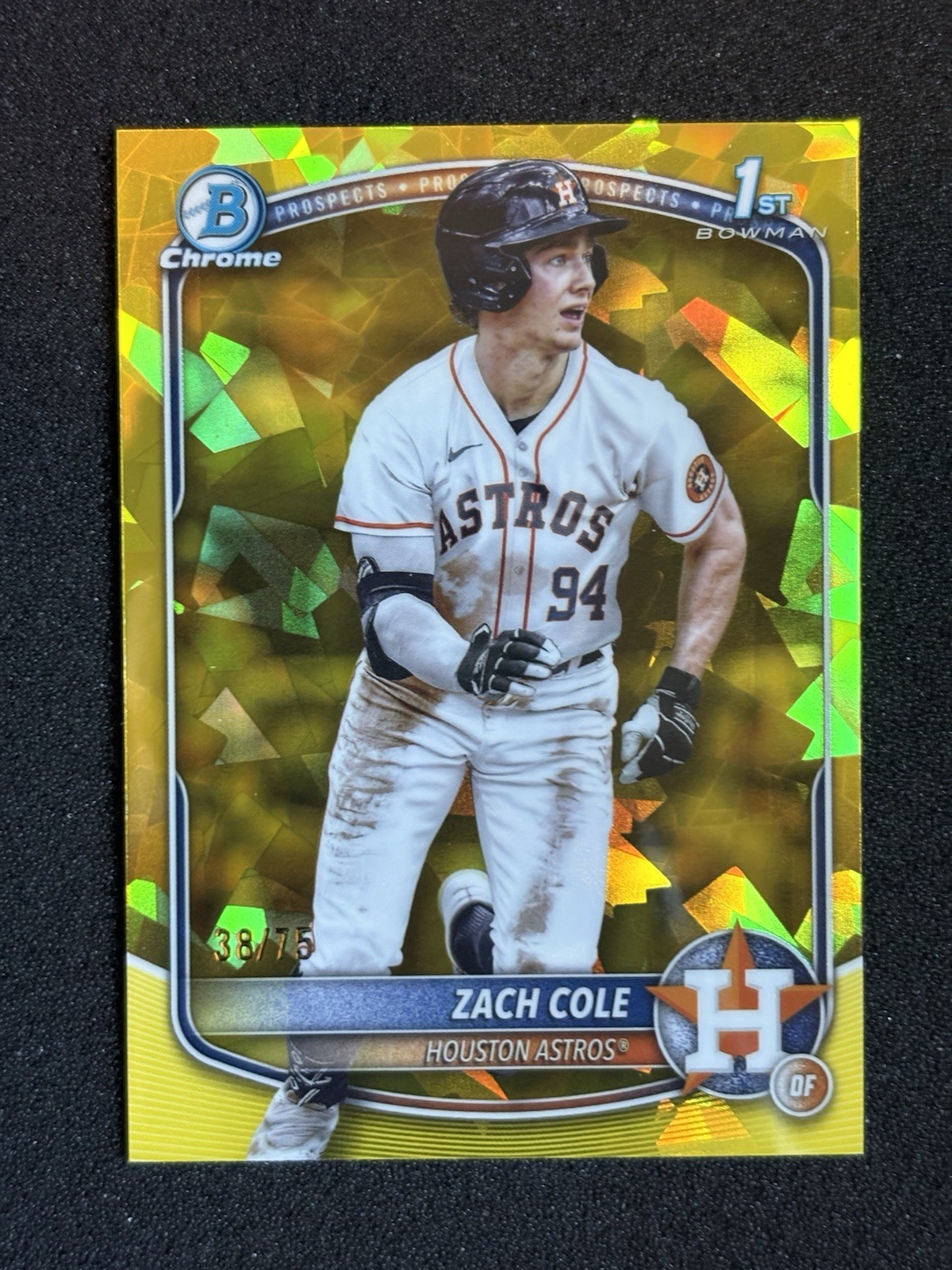 2025 Bowman Chrome Sapphire Zach Cole 1st Yellow Refractor /75 Astros #BCP-244