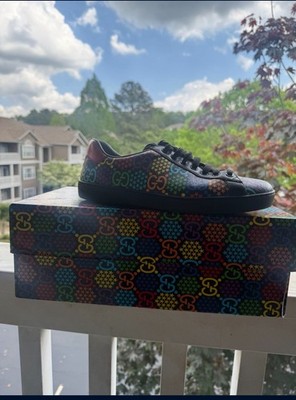 Gucci Men s Multicolor/Black GG Logo Low Top Lace-Up Athletic Sneakers