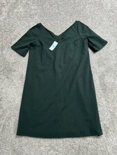 Ann Taylor A Line Dress Womens 00 Petite Green Stretch Back Zip V Neck Party New