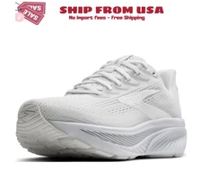 Brooks Women's Ghost 17 White/White/Grey Athletic Lace Up Shoes- Medium/B