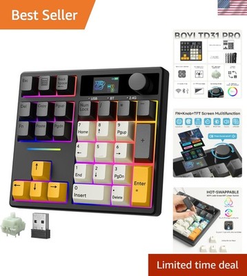 Rechargeable Wireless Number Pad with Hot-Swap Mechanical Switches & TFT Display