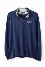 Peter Millar Crown Crafted Navy 1/4 Zip Golf Pullover Men  s L Small Hole