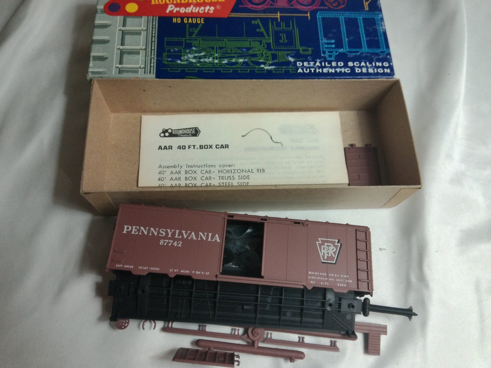 Roundhouse 87742 - HO Scale Pennsylvania 40' Boxcar Unbuilt Kit Box #1042