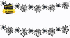 2 Pack Spider Web Garland Felt Banner Hanging Spider Web Decorations for Hallowe