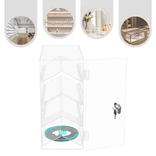 4 Tier 360° Rotation Acrylic Locking Box Clear Display Case Dust-proof Showcase