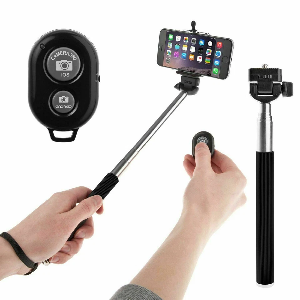 Téléscopique Selfie Bâton Télécommande Bluetooth Monopode Pour IPHONE Samsung - Photo 1/4