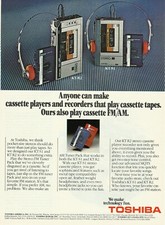 1981 Toshiba KT-S1 KT-R2 Stereo Cassette vintage print ad 80's advertisement