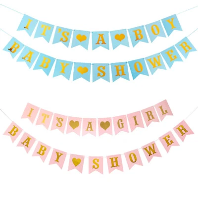 FIRST DAYS MATERNITY Baby Shower Banners, It's a Boy, It's a Girl, Pink and Blue Decoration Banners