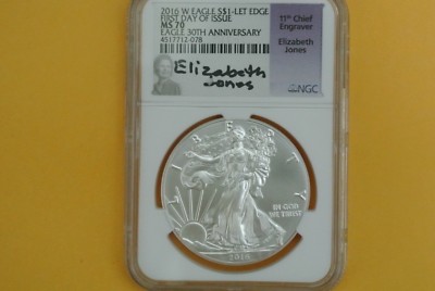 2016 W (Burnished) Silver Eagle NGC MS70 30th Anniversary Lettered