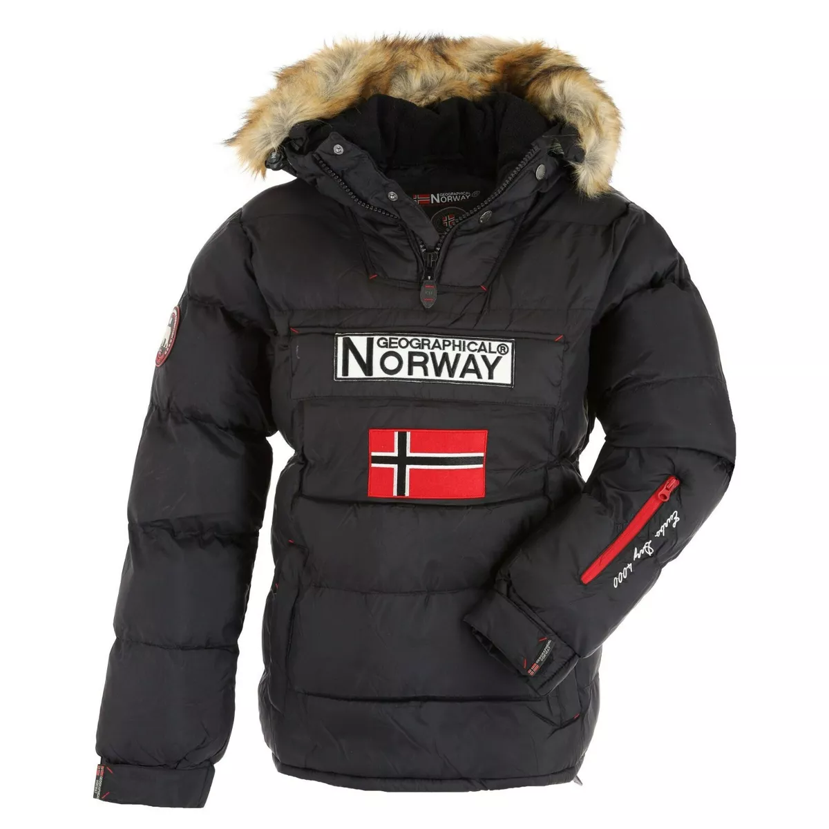 Geographical Norway Belancolie Ski Jacket Women Black Half Zip Parka Anorak