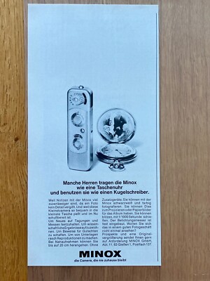 Minox Camera Taschenuhr Kugelschreiber Original 1967 Vintage Advert Werbung