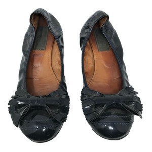navy blue patent flat shoes
