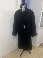 Chanel Black / Gold Gripoix Belt Mid-length Silk Lined Wool Coat Sz 40