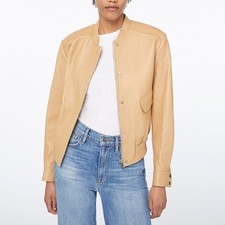 Frame Leather Bomber Jacket Sand Small New Nwot