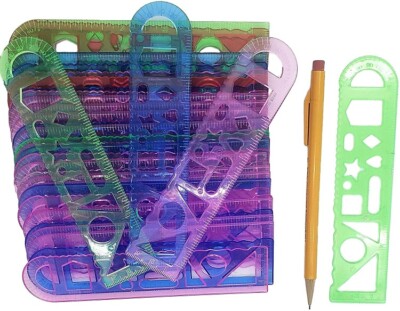 Colorful Transparent 6'' Rulers + Stencil (36 Pack) Plastic. 