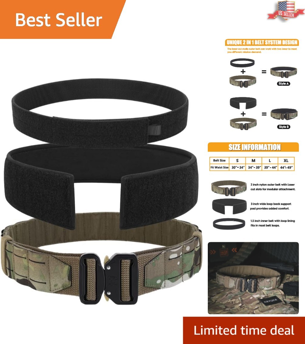Pistol Belt KRYDEX Tactical Battle Belt 2 Inch - MOLLE Combat Belt With ...