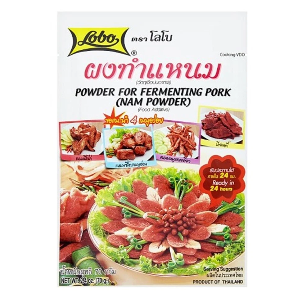 Lobo Fermentador Cerdo Nam Polvo Comida Tailandesa y Curado Condimento Mezcla Sabor 4x 70g Foto 2 de 4