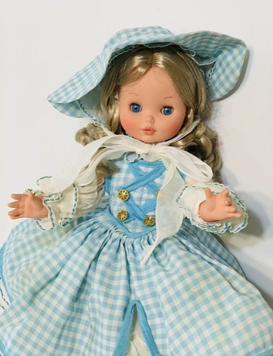 Vintage Furga Vinyl blonde Puppe Original blaues Kleid mit Reifen & Haube - 17", ITALIEN - Bild 9 von 23