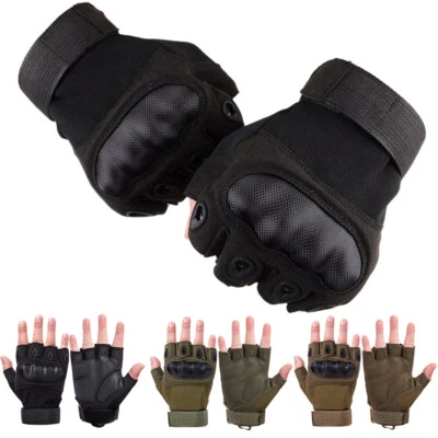 Motorradhandschuhe ohne Finger Herren Schutzhandschuhe aus Kohlefaser Fingerlose - Bild 1 von 4
