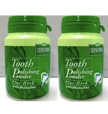 2 bottles x Supaporn Tooth Powder Polishing Toothpaste Plus Thai Herb 90 g.