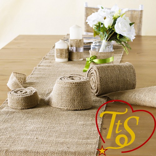 Hessian Table Runners Runner Sewed Edge Vintage Jute Wedding Party