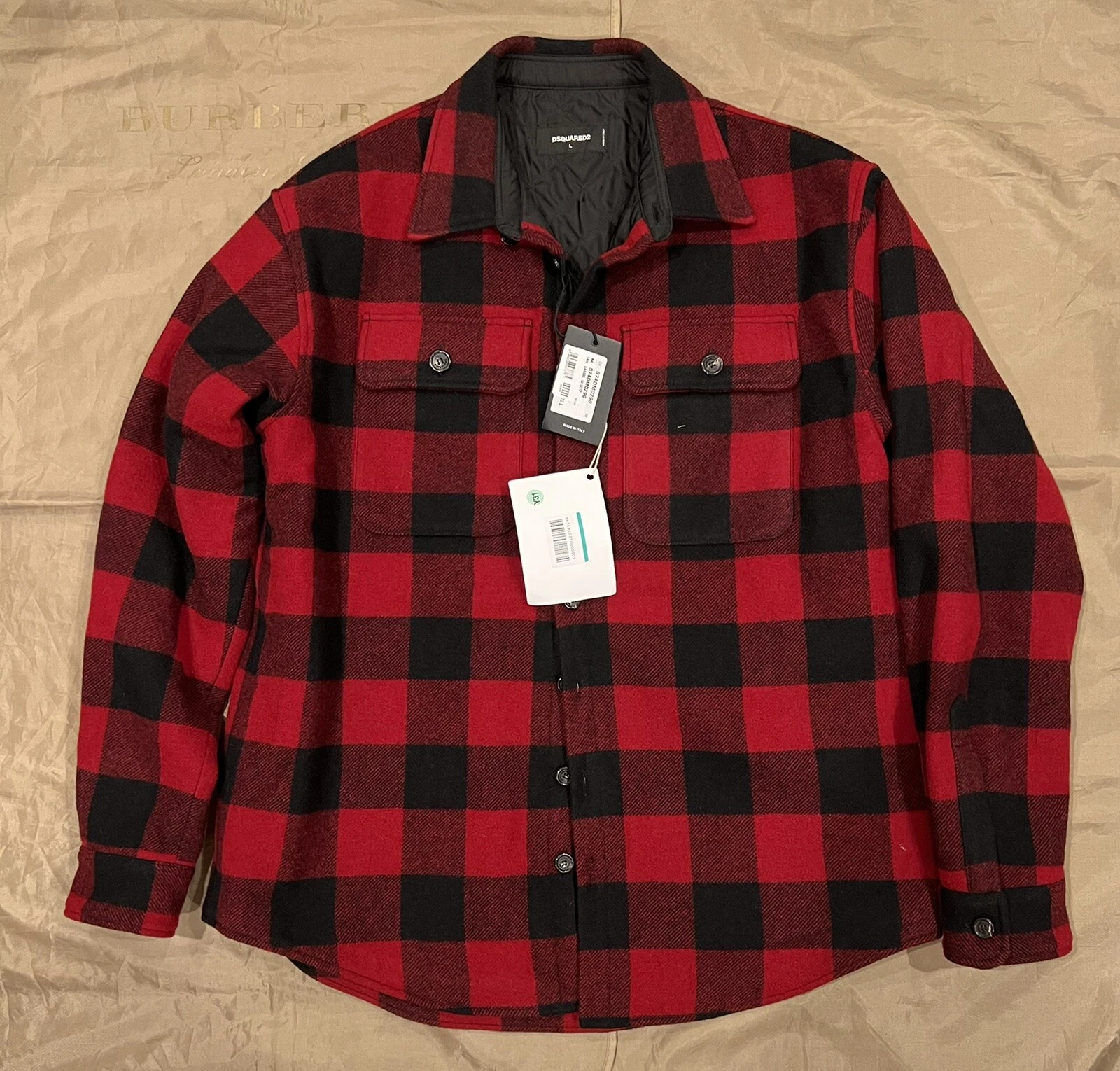 DSQUARED2 CAMICIA A SCACCHI ISOLATA Giacca Rossa taglia L