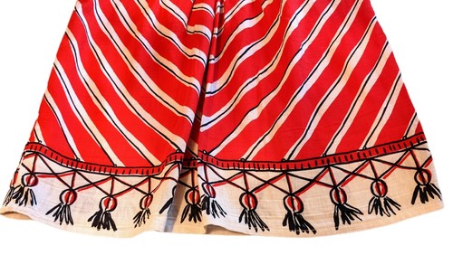 Anthropologie We Love Vera Stars and Stripes Red Black Skirt Tassel Size 2 - Picture 4 of 5