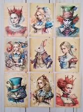 9 Alice In Wonderland~Handmade~Journal Cards~Scrapbooks~Junk Journals~Crafts