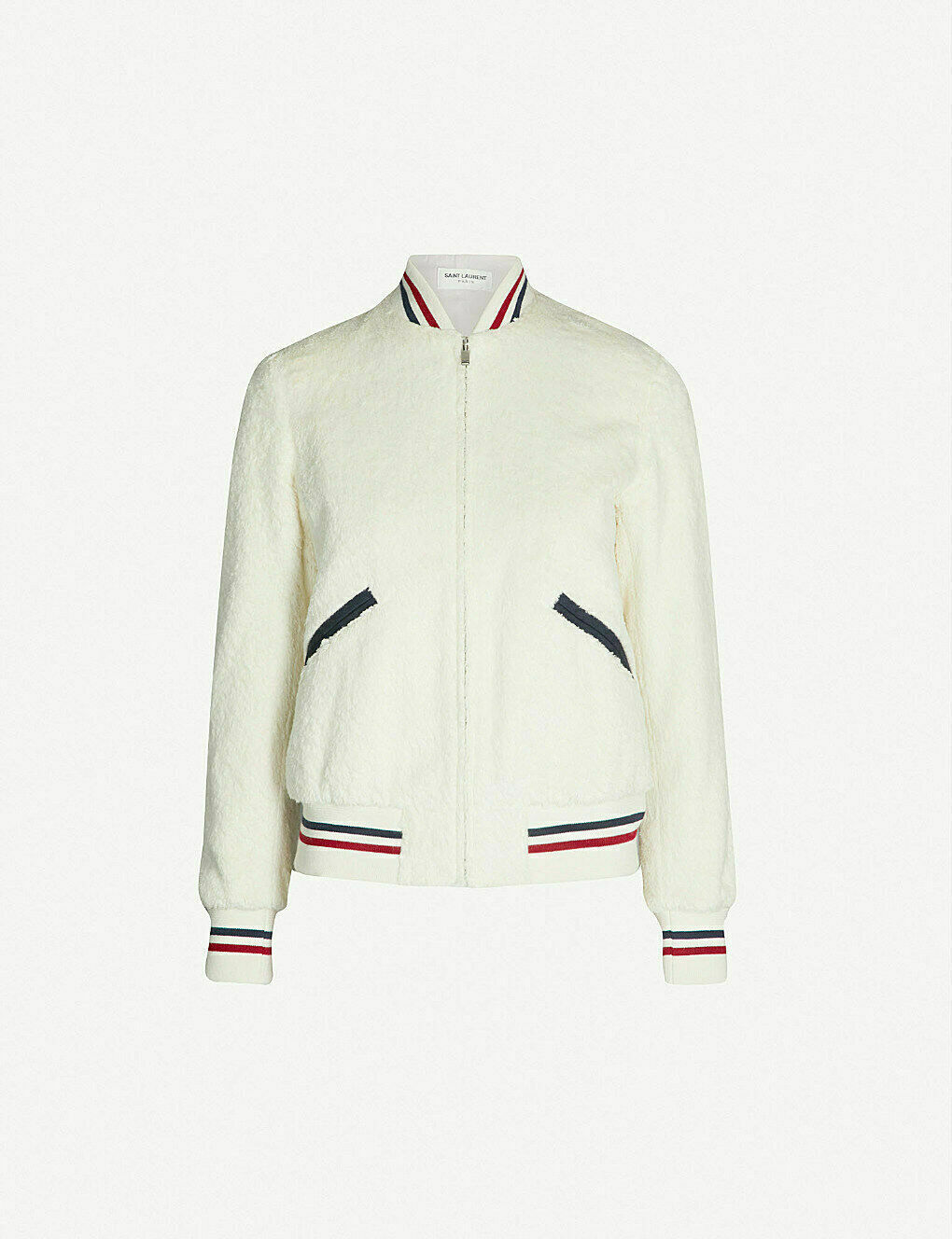 Giacca Teddy SAINT LAURENT pelliccia sintetica a righe UK 6 FR 34 £1725