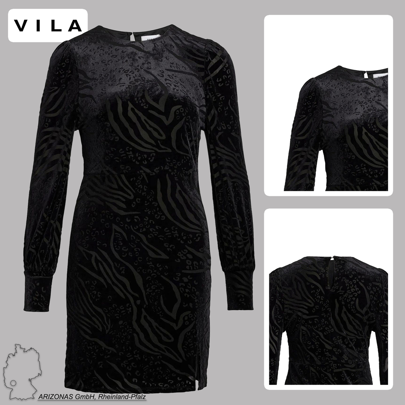Vestido de terciopelo estampado de leopardo para mujer VILA Fiesta curvy