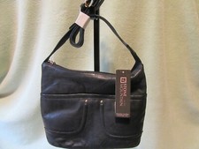 Stone Mountain Sun Valley Midi Black Soft Leather Shoulder Bag Nwt Pockets! 