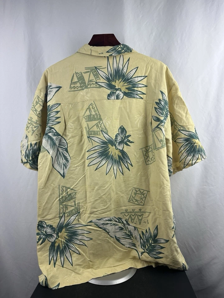 Vintage Boca Classics Men’s 100% Silk Hawaiian Palm Leaf/Hibiscus Shirt Size XL - Image 3 of 4
