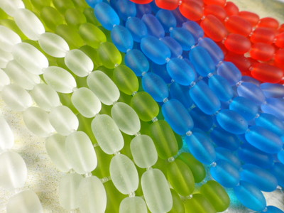 2 Strands Sea Glass (22 beads) 13mm Barrel Beads You Pick Color