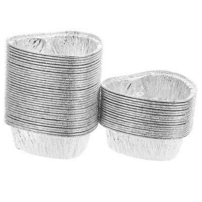 50 Pcs Ich Liebe Die Alufolienbox Herzkuchenbackform Mini-Dessert-Backförmchen