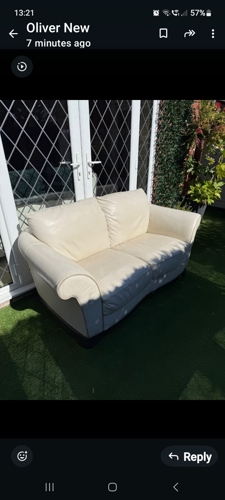 Cream Leather Sofa