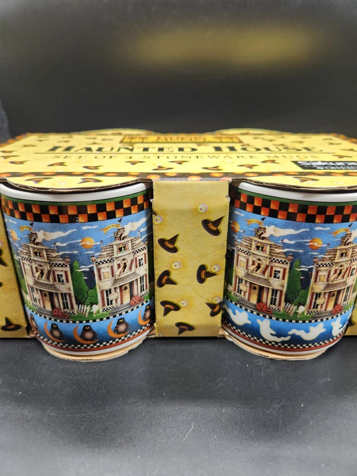 樱花 Onieda Debbie Mumm Haunted House 石器 咖啡杯套装 4 万圣节 — 第 4/4 张图片