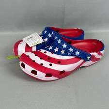 Crocs American Flag Classic Clog Mens 10 Red White Blue W12 July 4th USA New NWT
