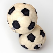 Vintage Dakin Plush Soccer Balls Black White Stuffed Toy Pair 1970s