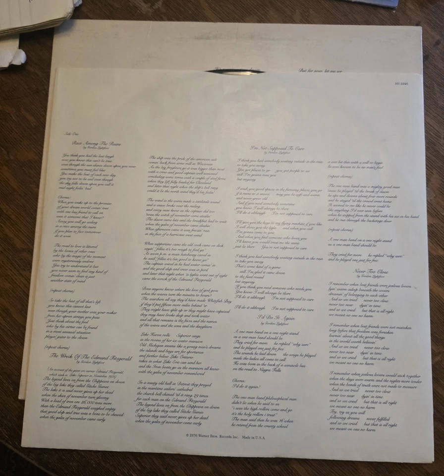 Gordon Lightfoot Summertime Dream Vinyl LP Reprise Records 1976 Folk Rock EX Foto 4 de 4