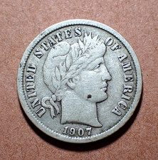 1907 Barber Dime  VF