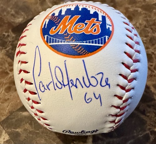NEW YORK METS MANAGER CARLOS MENDOZA SIGNIERTER BASEBALL MIT JSA UND KOFFER!!!!