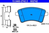 Bremsbelagsatz Scheibenbremse ATE 13.0460-2742.2 FüR Mercedes Renault Citan KW0