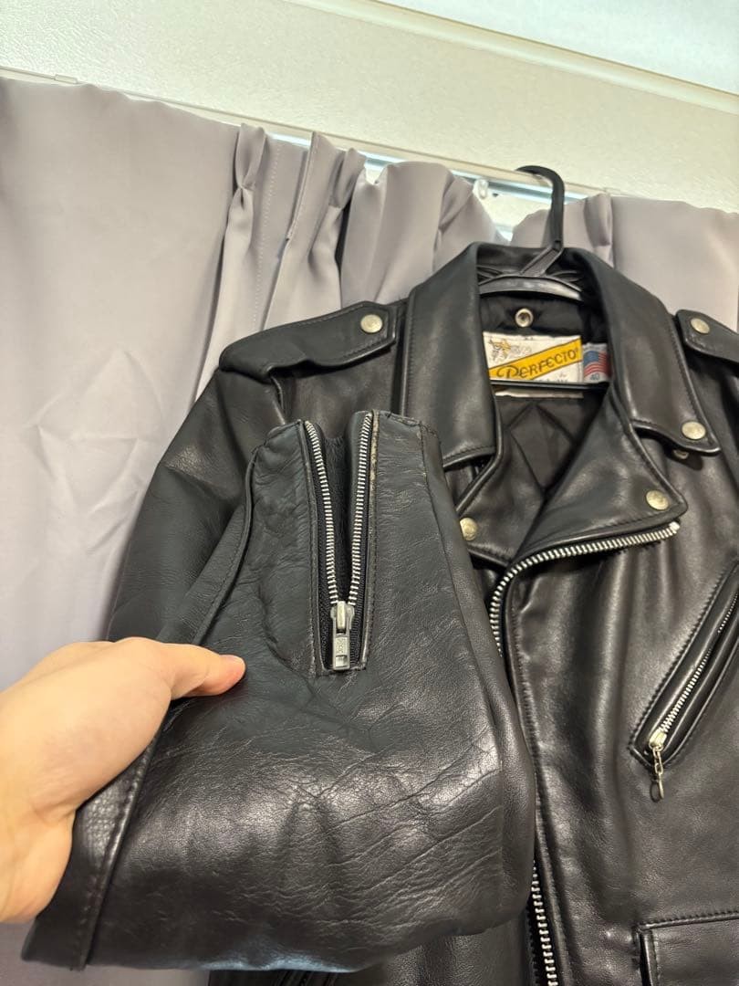 Schott 618 USA Made 90s Black Leather Double Riders Jacket Size 40 image 7
