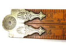NICE 19TH CENTURY BRASS AND WOOD FOLDING RULER WITH MAKER'S NAME