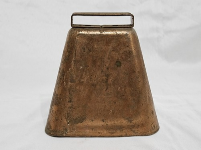 #ad Vintage Handcrafted Iron Copper Tone Cow Bell for Rural Animals Antique Decor $60.00