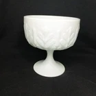 Vintage F.T.D. 1978 White Milk Glass Pedestal Compote Christmas Fir Pine Tree