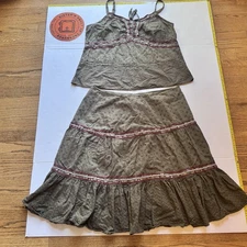 Lane Bryant Venezia women’s size 16 Olive green sequin skirt and matching tank